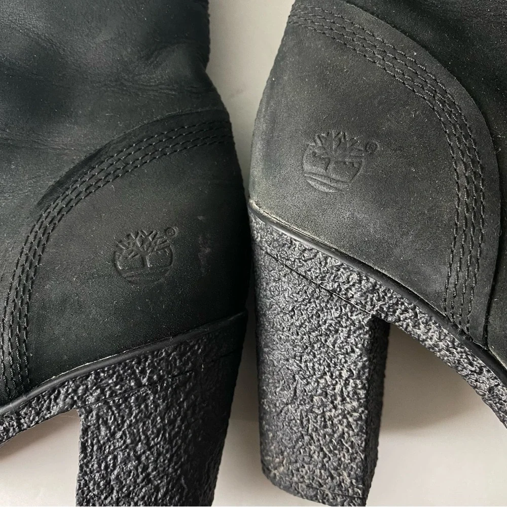 Timberland Women's Glanch Heeled Booties Black Leather sz 6